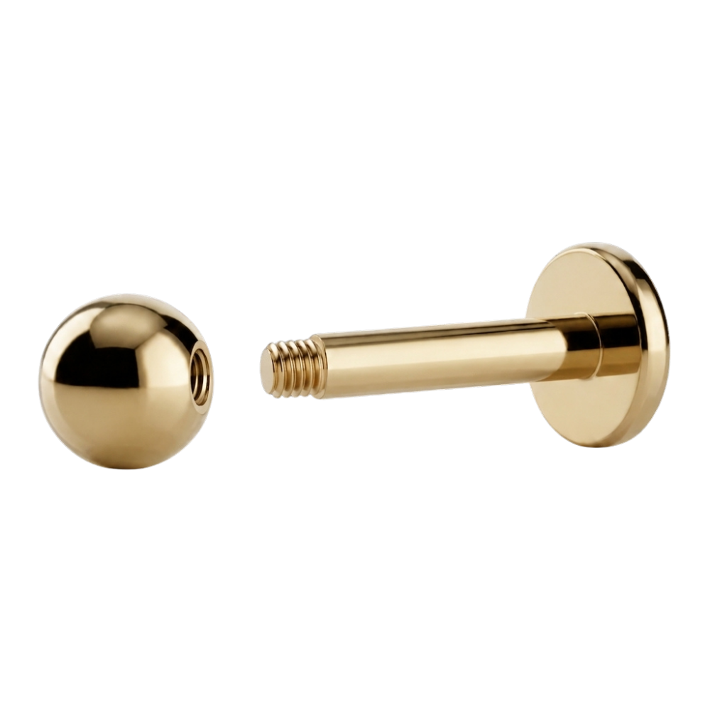 Labret Boule Titane Doré Avec Filetage Mâle