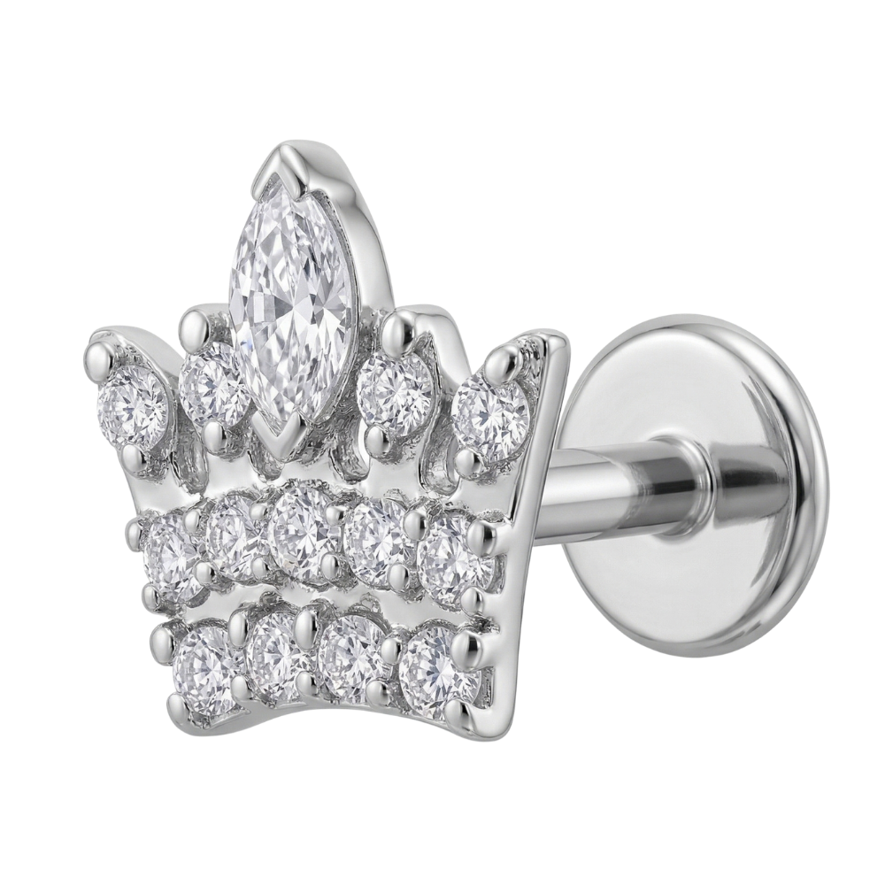 couronne décorative en argent labret en titane