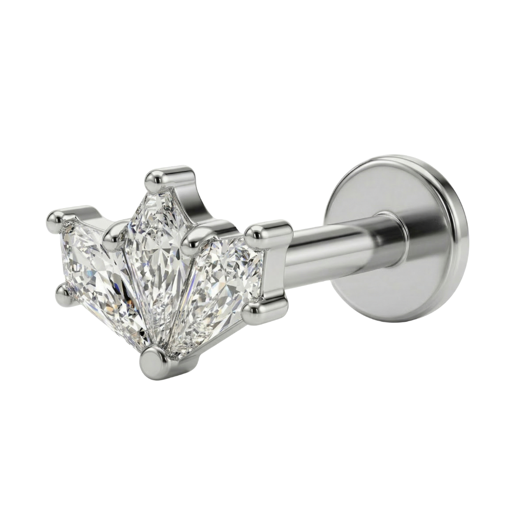 titanium labret with a row of zircons